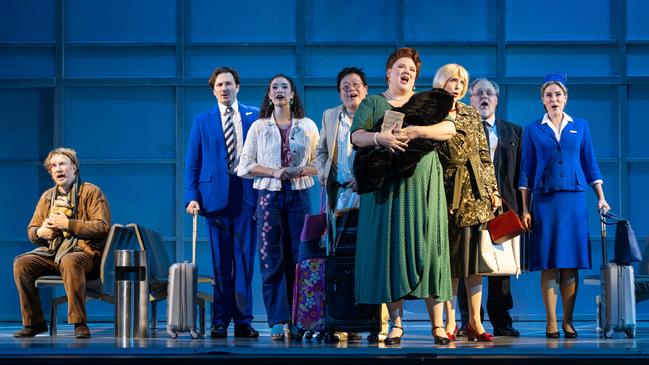 Countertenor James Laing, left, as the Refugee with the cast of Scottish Opera production of Flight, presented by State Opera South Australia. Picture: Andrew Beveridge