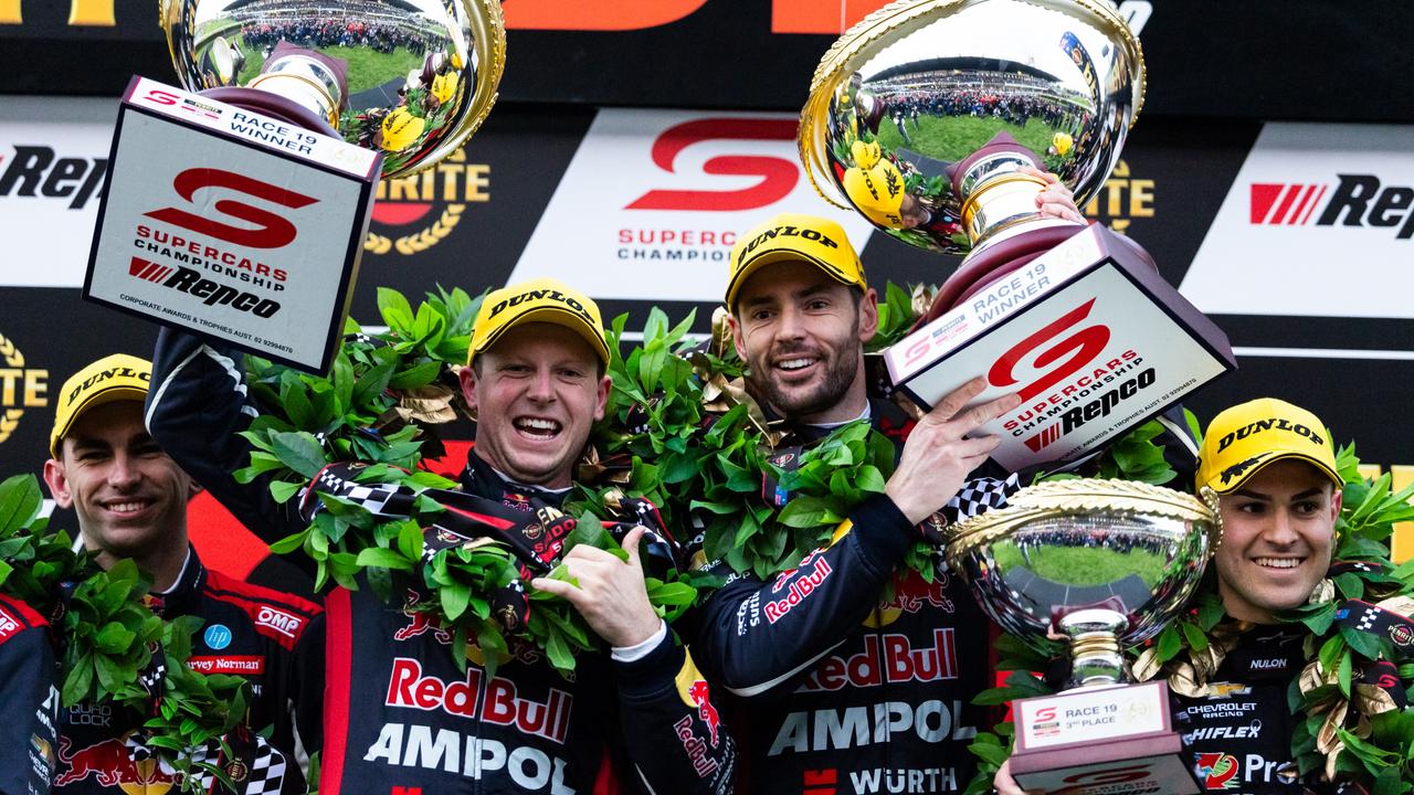 Sandown 500 winners Will Brown and Scott Pye. Picture: Daniel Kalisz/Getty Images