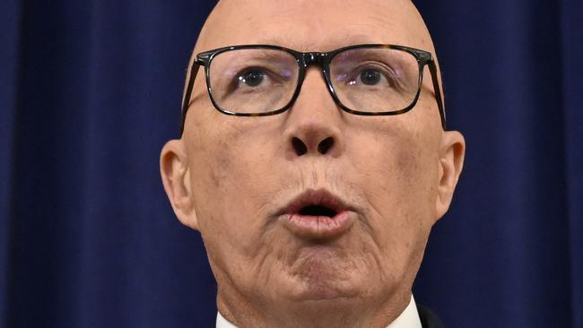 CANBERRA, AUSTRALIA  - NewsWire Photos - February 11, 2025: Leader of the Opposition Peter Dutton holds a press conference at Parliament House in Canberra. Picture: NewsWire / Martin Ollman