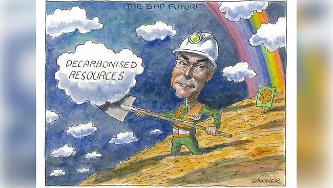 BHP chief Mike Henry. Cartoon: John Spooner