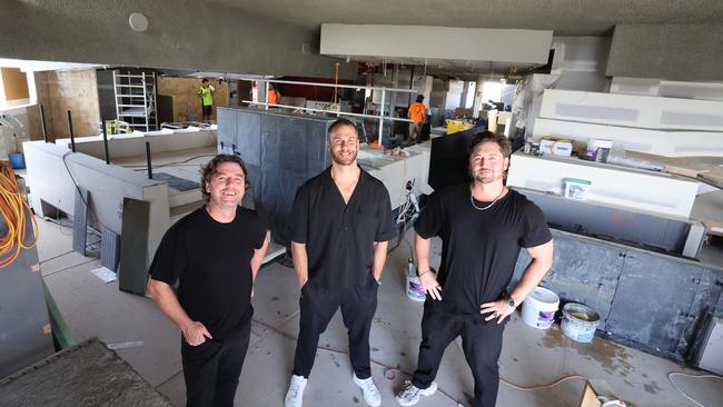 The team behind Burleigh Heads' Rick Shores, chef James Brady, Michael Leopold and Nick Woodward are preparing to open a pair of Latin American- inspired restaurants at the Oxley called Norte and Sueno which look over Nobby's Beach. The restaurants are on track to open December 18. Picture Glenn Hampson