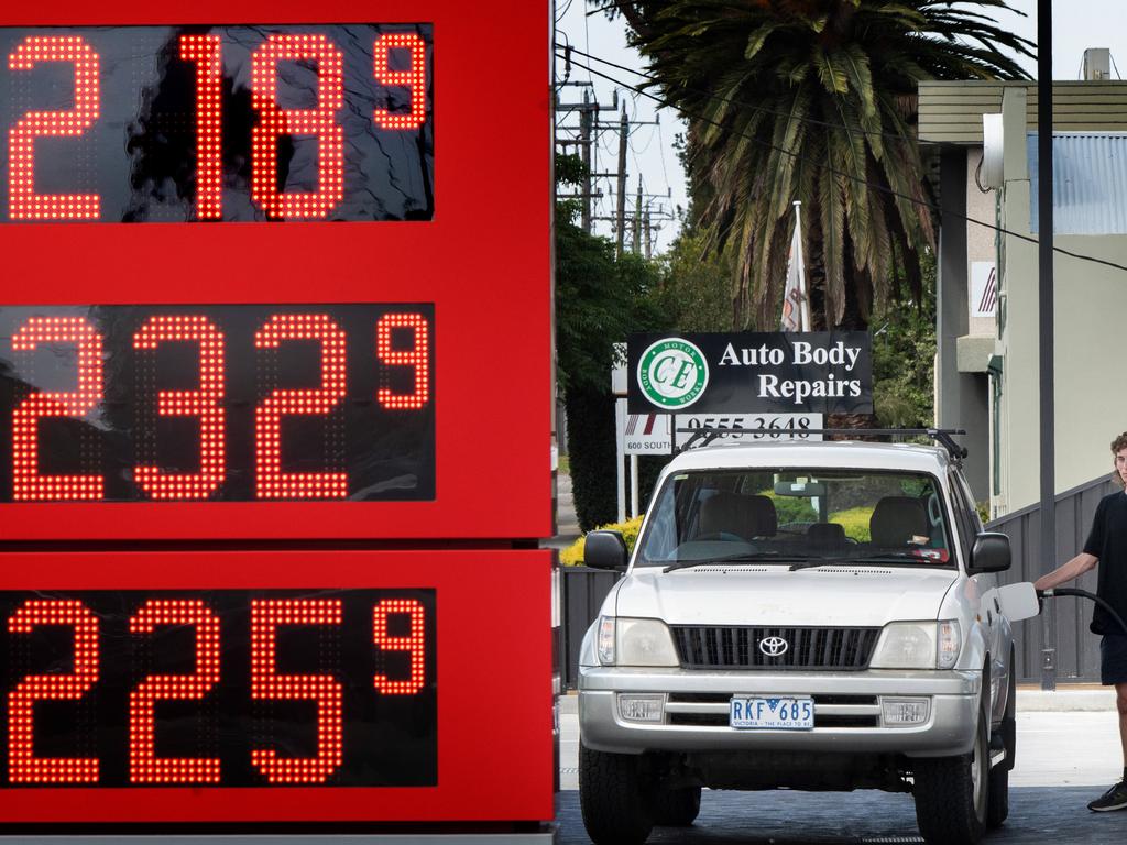 Petrol prices in Australia have reached $2.20 per litre. Picture: Tony Gough