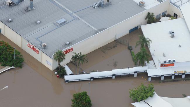 Flooding inundated a shopping centre in the Brisbane suburb of Yeronga on Thursday, January 13, 2011.