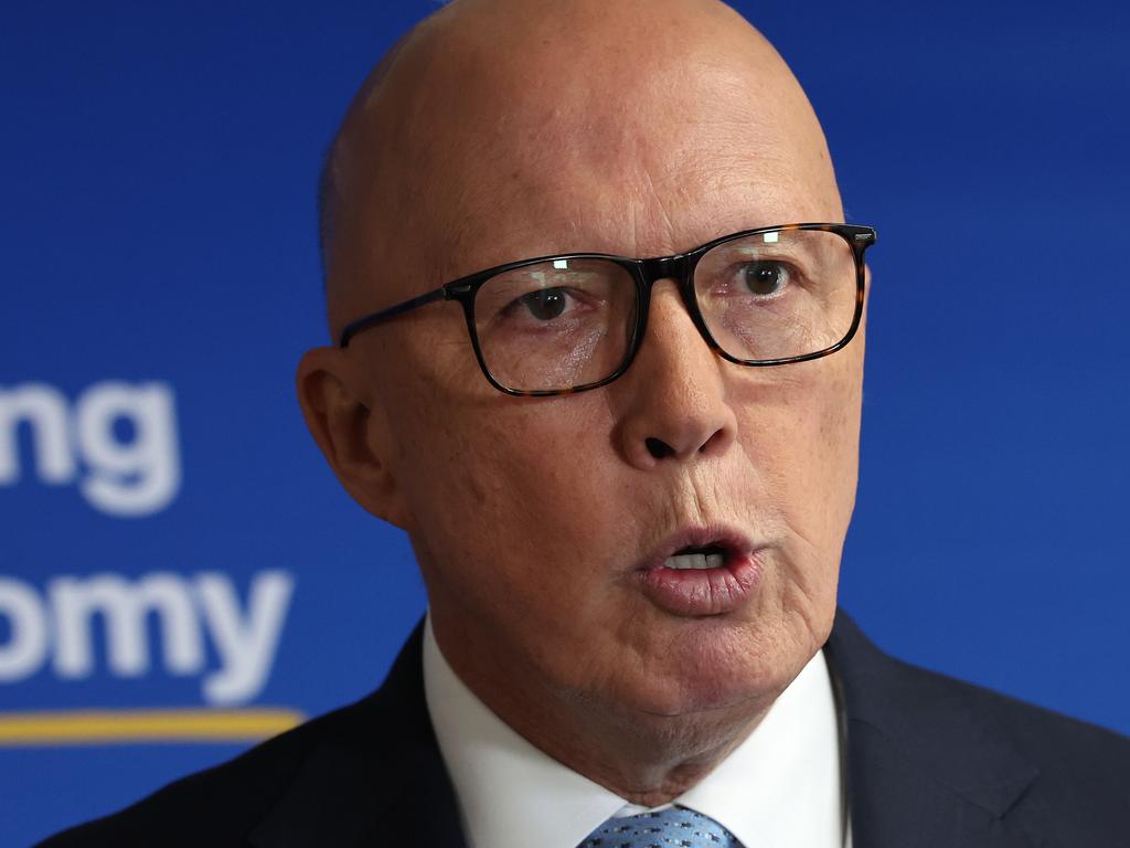 Peter Dutton has accused Labor of having a “secret plan” to resurrect the Voice to parliament after comments made by Penny Wong. Picture: Adam Head