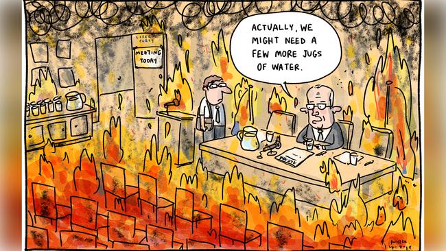 Burn baby burn: Malcolm Turnbull ponders a pyrrhic victory. Cartoon by Jon Kudelka