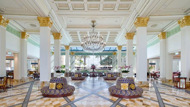 The hotel’s striking foyer.