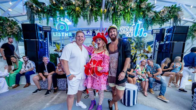 Ben Hannant, Bianca Dye and Danny Lakey at the Sea FM SOGC boat party. Picture by Luke Marsden.