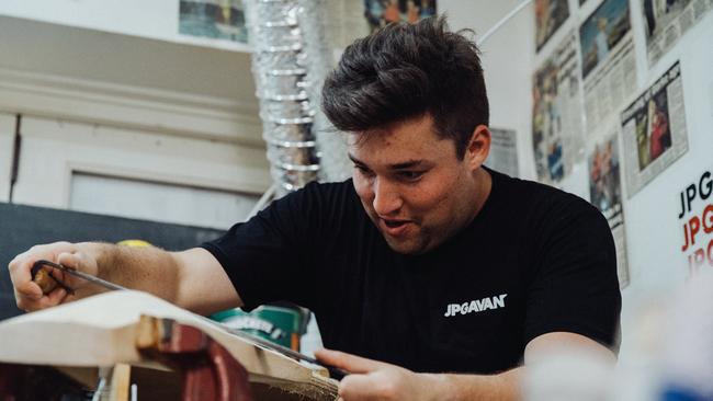 Josh Gavan is a batmaker in Sydney's eastern suburbs and despite operating out of his parent's garage, has some of the world's biggest players signed to his brand. Photo: JPGavan