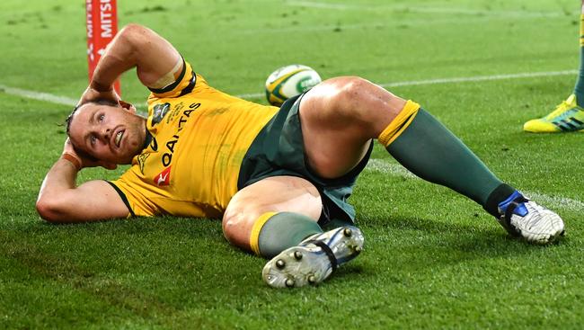 Bernard Foley of the Wallabies is gutted after the fulltime whistle.