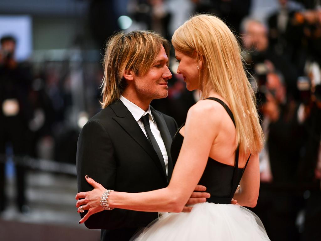 Nicole Kidman and her husband Keith Urban embrace at the “The Killing Of A Sacred Deer” screening during the 70th annual Cannes Film Festival at Palais des Festivals on May 22, 2017 in Cannes, France. Picture: AFP