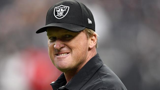 LAS VEGAS, NEVADA - SEPTEMBER 13: Head coach Jon Gruden of the Las Vegas Raiders looks on ahead of the game against the Baltimore Ravens at Allegiant Stadium on September 13, 2021 in Las Vegas, Nevada. (Photo by Chris Unger/Getty Images)