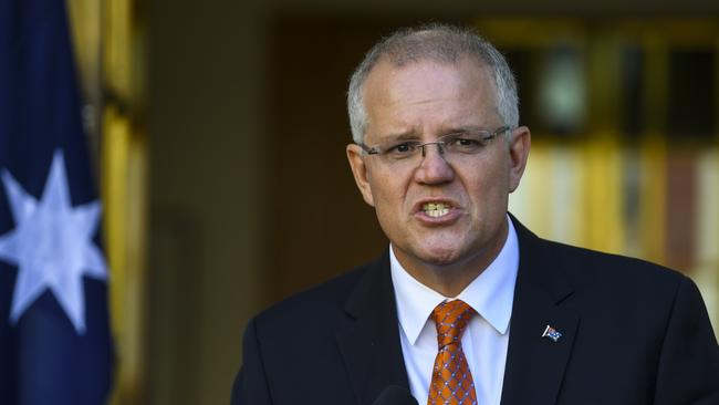 Scott Morrison speaks to the media on border protection today. Picture; AAP.