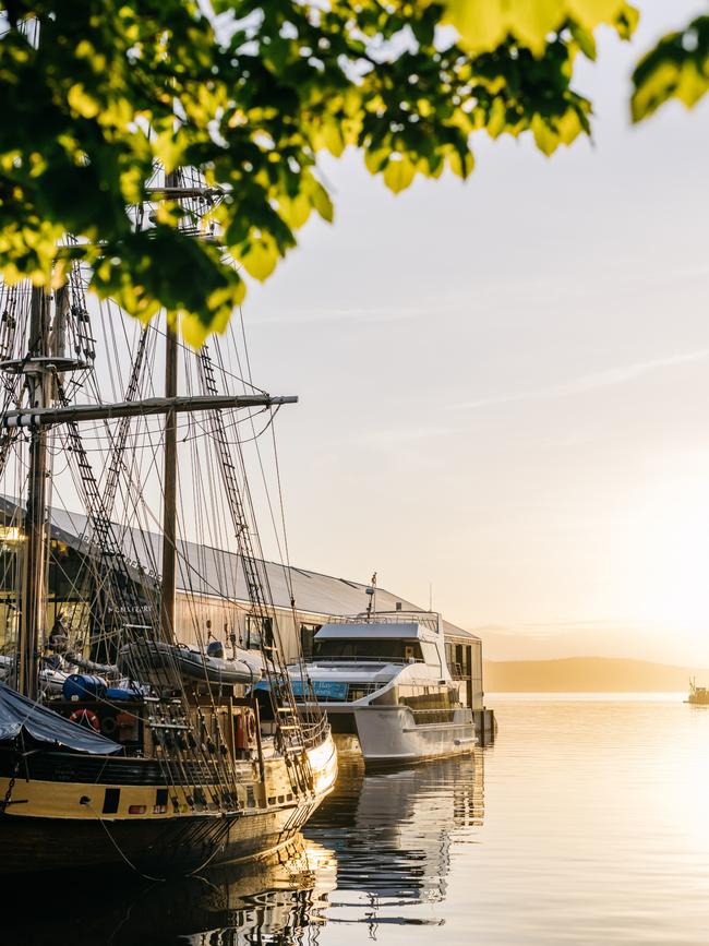 The Hobart waterfront, on a still, warm night is the perfect spot for alfresco eating at places such as dining institution T42. Picture: Adam Gibson