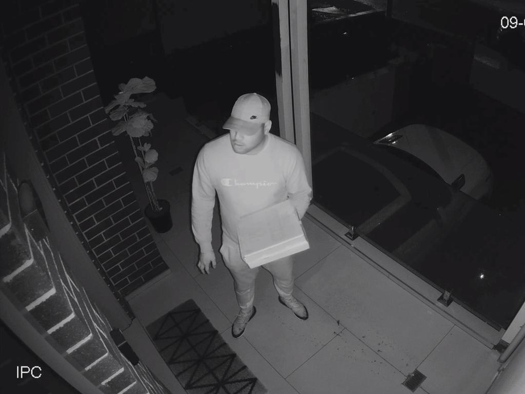 Detectives have released CCTV and are appealing for information as part of ongoing investigations into a kidnap for ransom in Sydney. Investigations have revealed a man, purporting to be delivering a pizza, arrived at a home before three further men also entered and assaulted a 58-year-old man. Picture: NSW Police