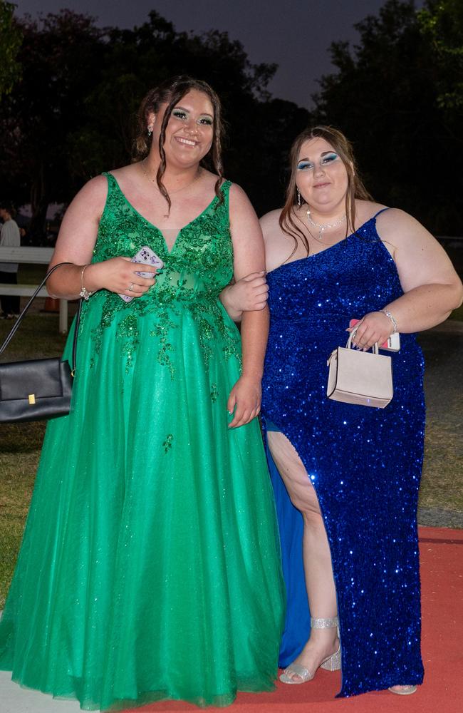 Jayde Mooney and Madison Gray at Mackay State High School, Mackay Turf Club Saturday 14 October 2023 Picture: Michaela Harlow