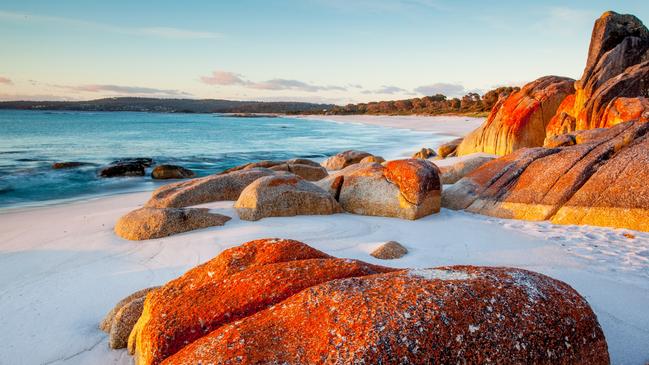 One of the beaches which make up the Bay of Fires in Tasmania.