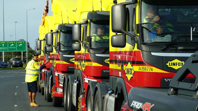 Truck drivers are taking part in a national convoys for industry reform. Picture: NCA NewsWire/Luis Enrique Ascui.