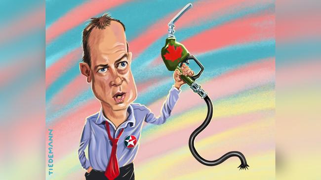 Caltex acting CEO Matt Halliday. Illustration: John Tiedemann.