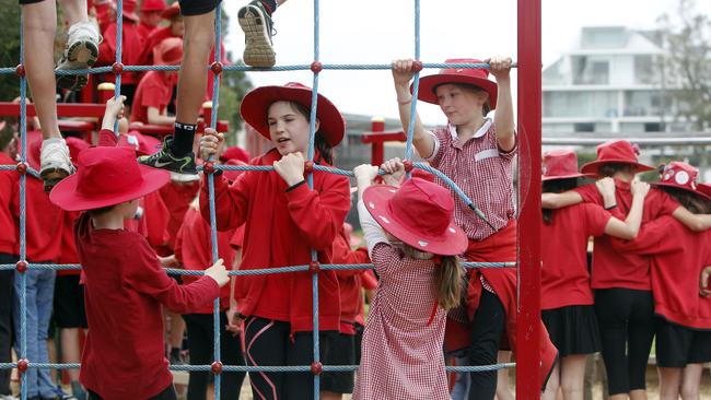 Leaders at St Kilda Primary and other dense inner-city schools will find social distancing tough to maintain. Picture: Richard Serong