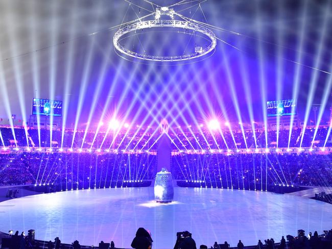 Lights fill the stadium at the beginning of the Opening Ceremony. Picture: AFP/ Jonathan Nackstrand