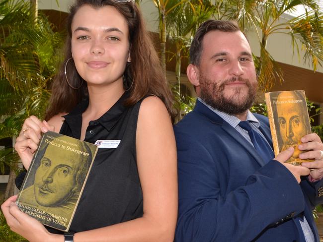 Columba Catholic College drama teacher Rosie Maguire and All Souls St Gabriels College head of English department Charlie Thomson are Sydney bound for Bell Shakespeare's Regional Teacher Mentorship. Picture: Marcel Baum.