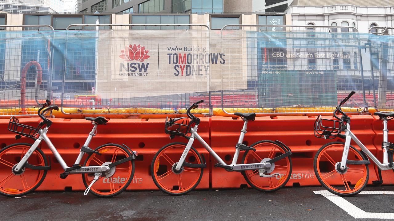 Bike sharing company Mobike’s 1600 bikes will be left abandoned. Picture: Hollie Adams/The Australian