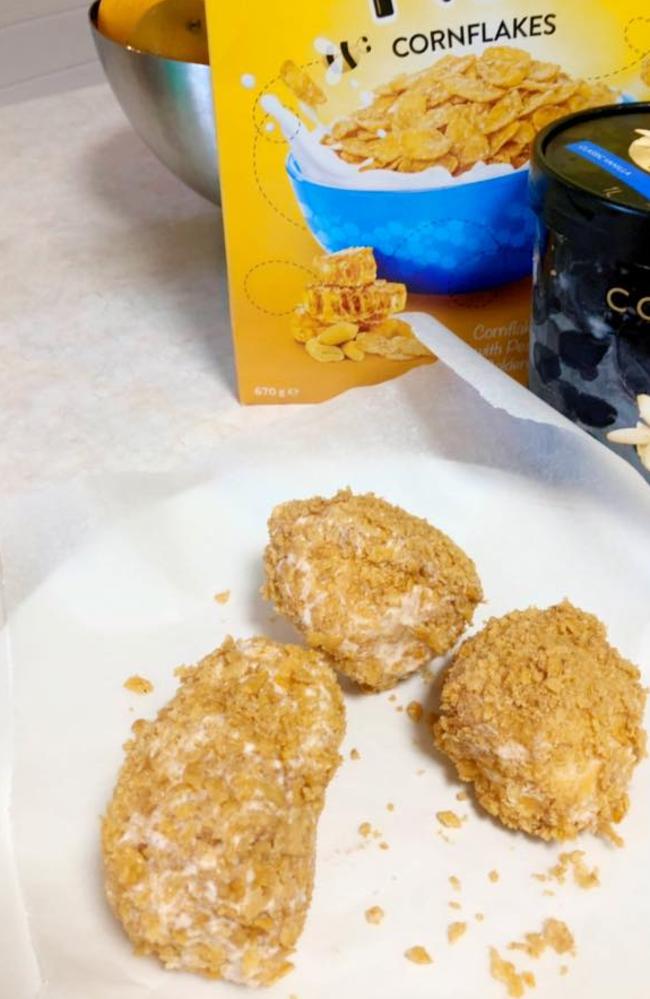 As well as revealing the treats were made using ice cream and cornflakes, the woman said she cooked them using her air fryer. Picture: Facebook/Share Kmart Air Fryer Recipes Australia