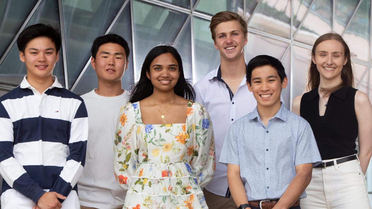 Governor of SA Commendation Award Recipients Darren Nguyen, Matthew Lim, Chenuli Basnayake, Lachlan Tripodi, Jason Lim and Emma Deering. Picture: Brett Hartwig