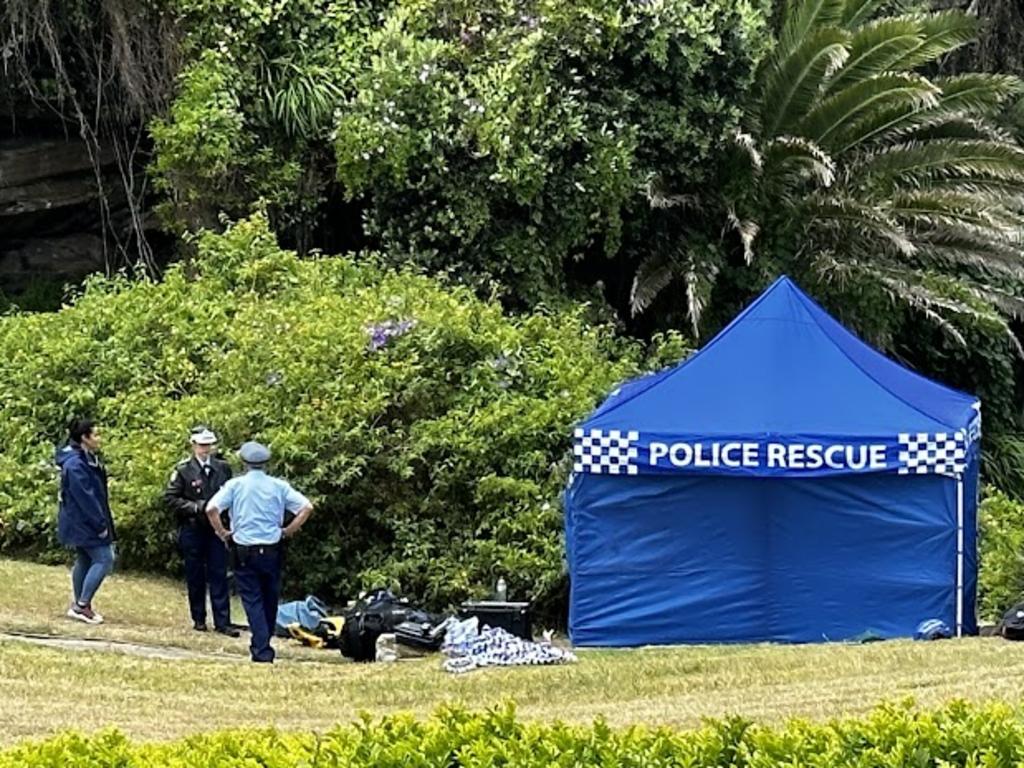 Police have put up a tent near the area where they were searching for Paul Thijssen. Picture: NewsWire