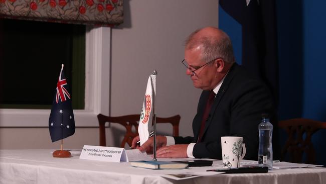 Prime Minister Scott Morrison takes part in the G20 summit. Picture: Adam Taylor