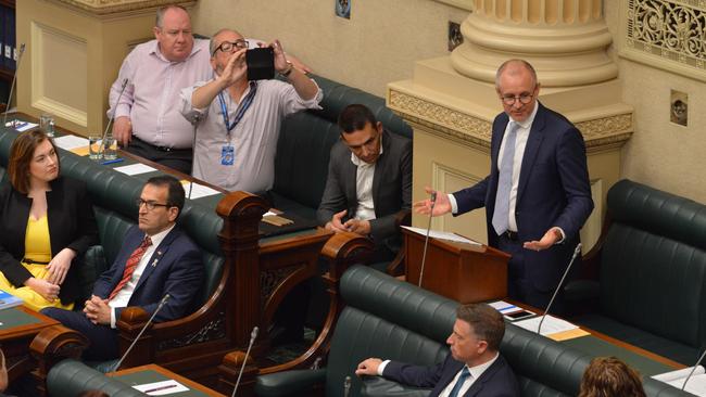 Jay Weatherill addresses State Parliament as he resigns from politics. Picture: AAP / Brenton Edwards