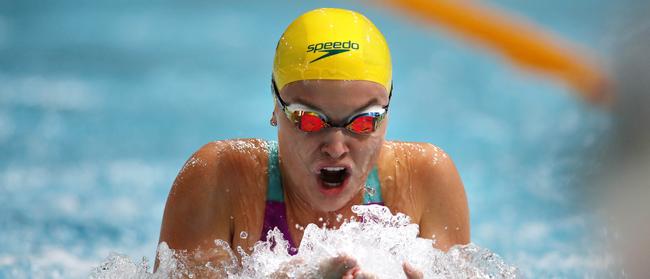 Georgia Bohl pictured during the womens open 200m breaststroke at the state titles.          (AAP Image/Josh Woning)