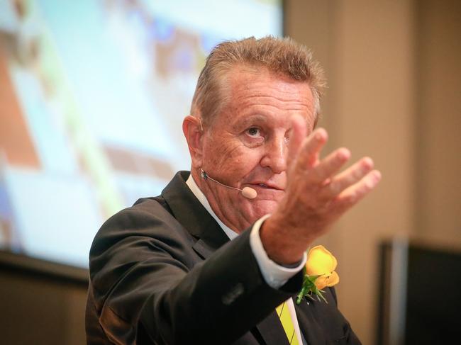 Head Auctioneer Andrew Bell as Ray White Surfers Paradise Group during last year’s hugely successful running of The Event. It is on again on Monday. January 27 from 10am. Picture: Glenn Campbell.