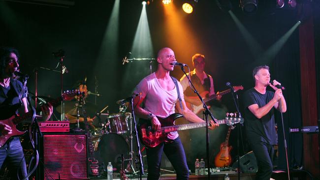 Adelaide band Hindley Street Country Club, with musical director Con Delo on bass, at the Thebarton Theatre in 2019. Pictures: Supplied.