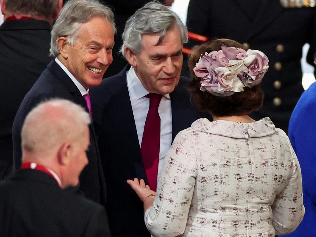 Former British Prime Ministers Tony Blair and Gordon Brown at St Paul's Cathedral. Picture: Getty Images