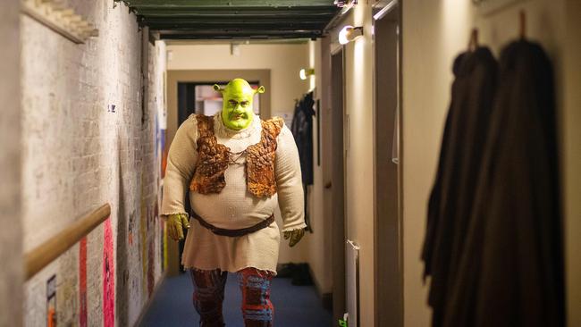 Shrek prepares to head out on stage. Picture: Mark Stewart