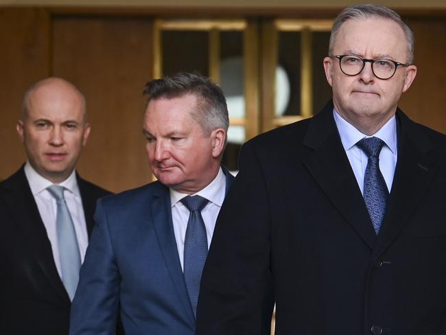 CANBERRA, Australia, NewsWire Photos. June 24, 2024: Prime Minister Anthony Albanese and Energy Minister Chris Bowen announce Former Treasurer of New South Wales Matt KeanÃ¢â¬â¢s appointment to the Climate Authority at press conference at Parliament House in Canberra. Picture: NewsWire / Martin Ollman