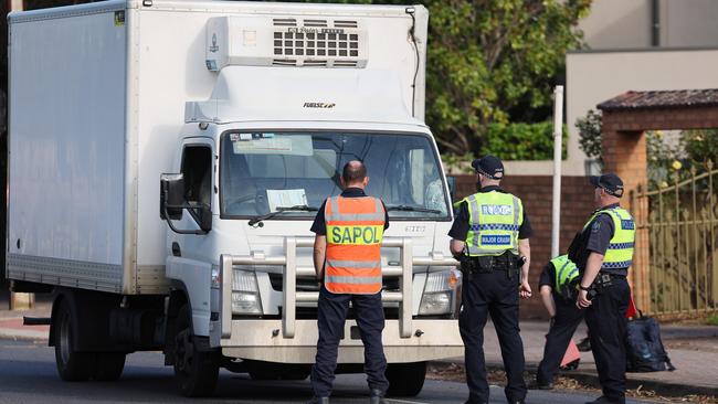 Police attend the accident on Kensington Rd, Marryatville. Picture: NewsWire / David Mariuz