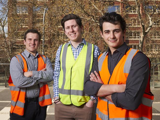 UniSA Students, Christian Thiry, Francesco Freda, and Antony Peppas at UniSA in Adelaide, Tuesday, Sept. 7, 2021. Picture: MATT LOXTON