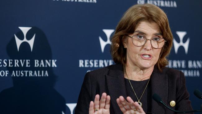 SYDNEY, AUSTRALIA - NewsWire Photos JUNE 18, 2024: Reserve Bank Governor Michele Bullock during a press conference following Tuesdays decision to keep interest rates on hold. Picture: NewsWire / Nikki Short