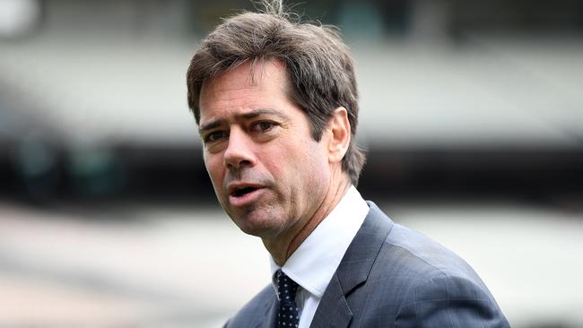 AFL chief Gillon McLachlan said the league has not ruled out a 17-5 fixture model. Picture: AAP