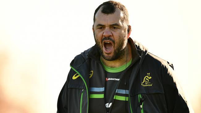 LONDON, ENGLAND - NOVEMBER 29:  Michael Cheika, Head Coach of Australia reacts during an Australia training session at Harrow School on November 29, 2016 in London, United Kingdom. (Photo by Dan Mullan/Getty Images)