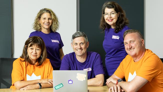 Mighty Kingdom - chair Michelle Guthrie, MD Phil Mayes, chief operating officer Tony Lawrence, and (standing) non-executive directors Gabriele Famous and Megan Brownlow. Picture: James Elsby