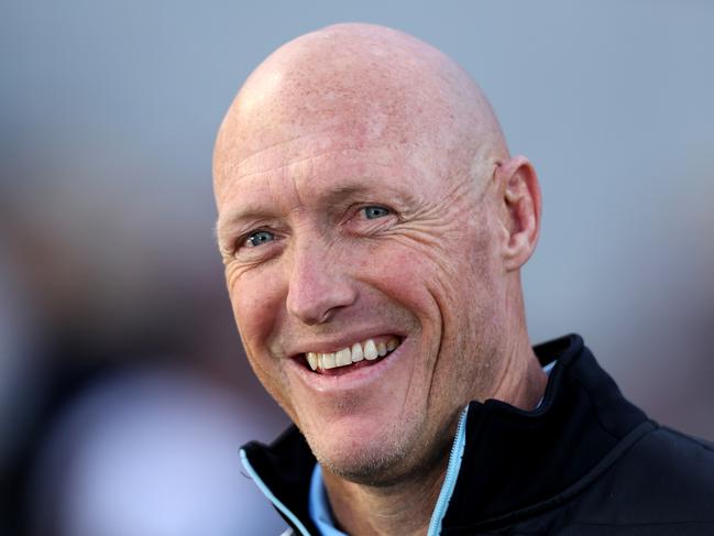 SYDNEY, AUSTRALIA - AUGUST 20: Cronulla Sharks head coach Craig Fitzgibbon looks on during the round 23 NRL match between the Manly Sea Eagles and the Cronulla Sharks at 4 Pines Park, on August 20, 2022, in Sydney, Australia. (Photo by Cameron Spencer/Getty Images)
