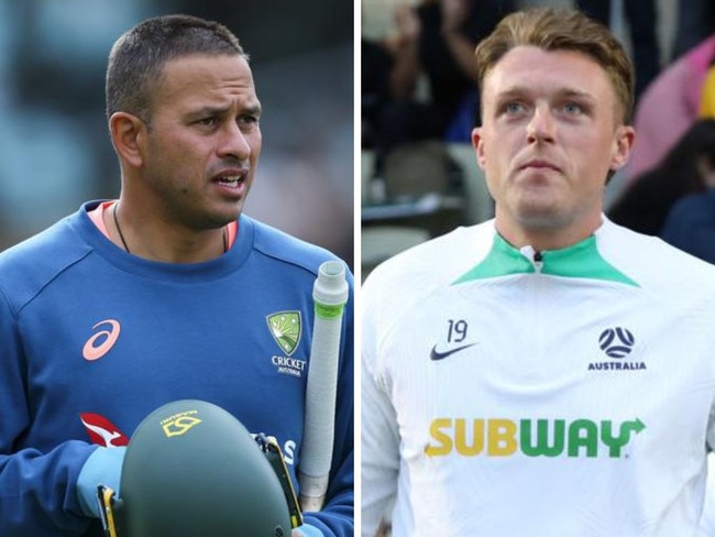 Usman Khawaja has spoken out ahead of the Socceroo's clash with Palestine. Photos: Getty Images