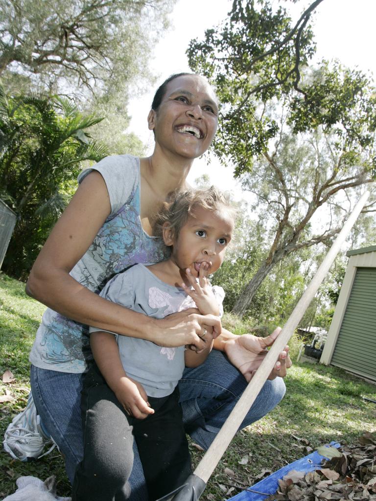 Kathleen Hatfield and Jarla Young, age 2 - working in Gloria garden in Rockhampton, as part of an Indigenous healthy living and lifestyles campaign, and the Bidgerdii Community Health Service Closing the Gap program several years ago. Photo Sharyn O'Neill / The Morning Bulletin