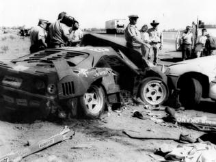 The scene of a crash during the first and only Cannonball Run held in 1994 when open speed limits were in effect across the Northern Territory. Japanese Ferrari driver Akihiro Kabe slammed into a checkpoint, killing four people including his co-driver and himself.