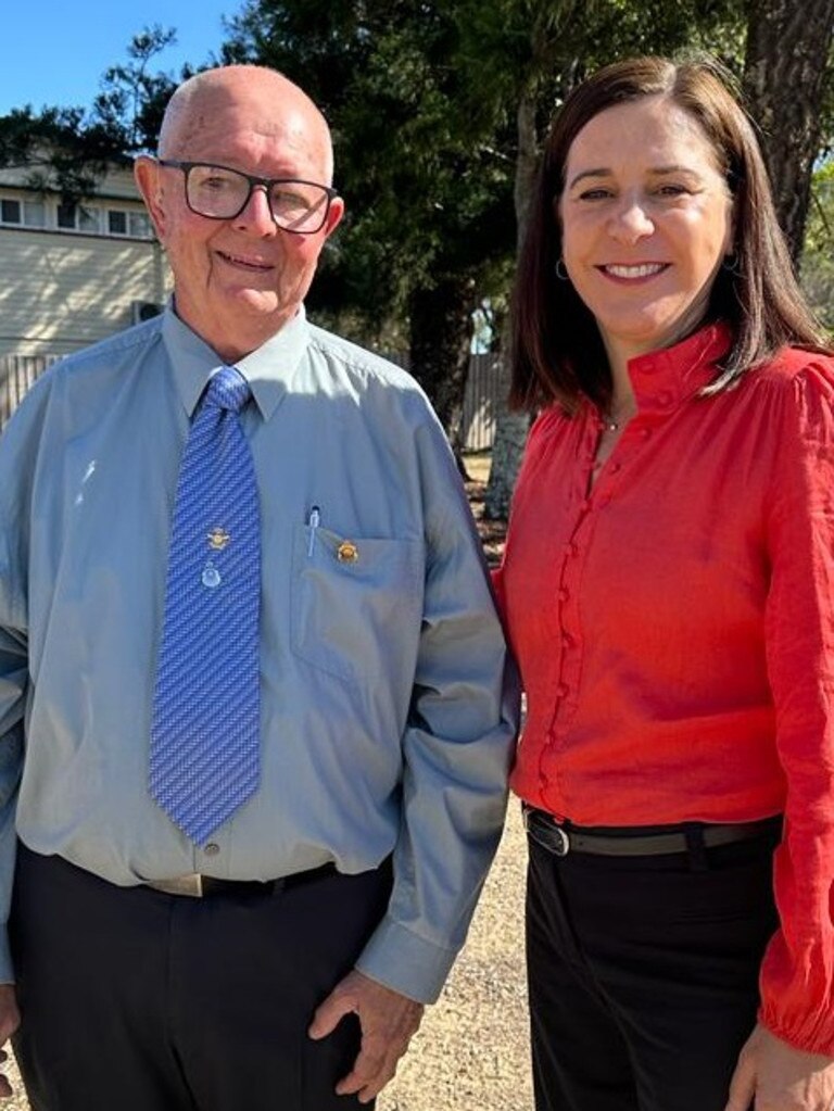 The Kilkivan Veteran and Community Men’s Shed enjoyed their grand opening with visitors from all over the state attending to commemorate the first shed to welcome women. Pictured is retired RAAF policeman and treasurer David Timperley and Nanango LNP MP Deb Frecklington.