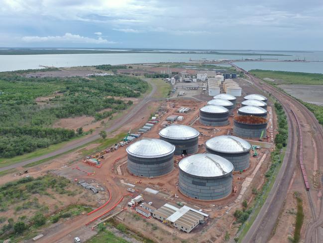 A recent drone image of the US tank farm site before the final lid was attached.