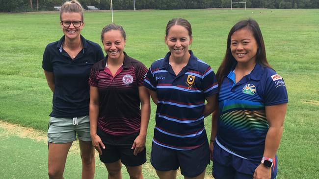 Marsden State High School rugby league staff Keeown Rawnsley, Cobie-Jane Morgan, Morgan Te Oka and Asako Ono.